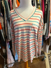 Load image into Gallery viewer, Striped Vneck Long-sleeve Top
