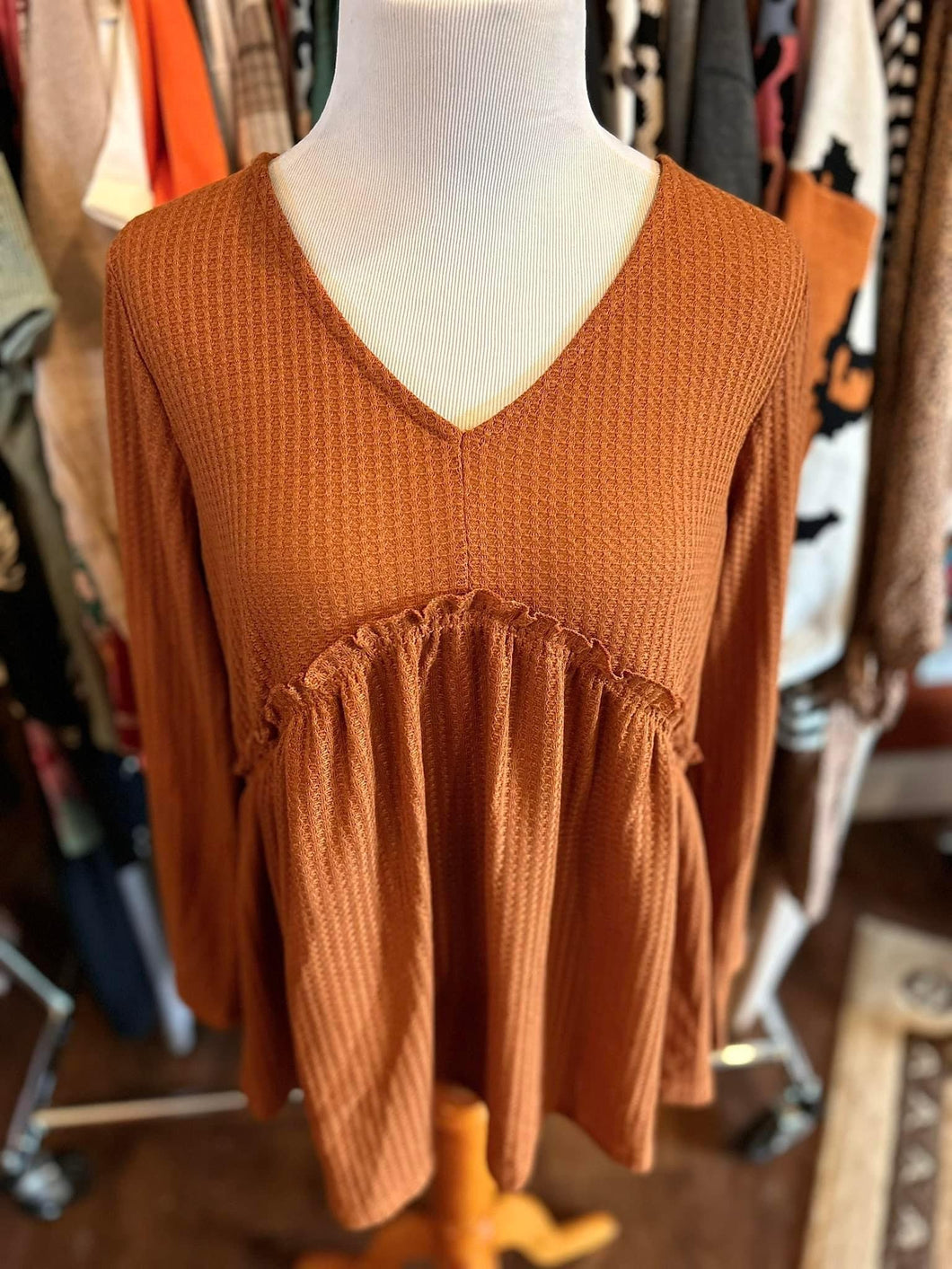 Rust Vneck Babydoll