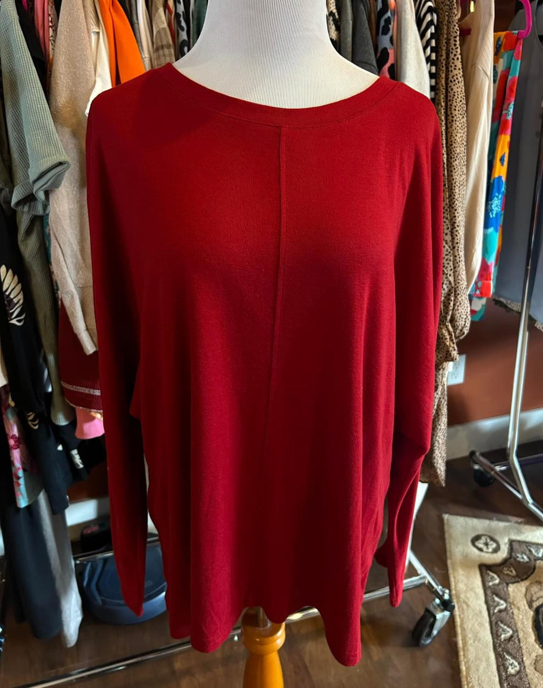 Red Midseam Top