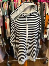 Load image into Gallery viewer, Navy Stripe Double Hoodie
