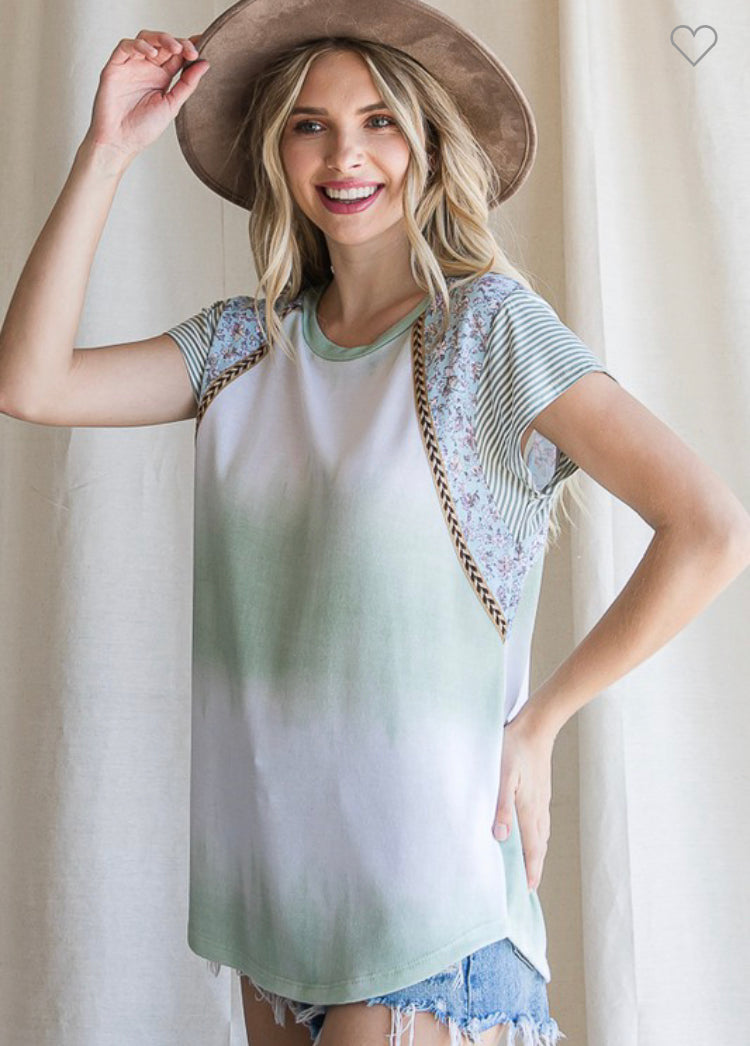 Tie Dye Trim Detail Top