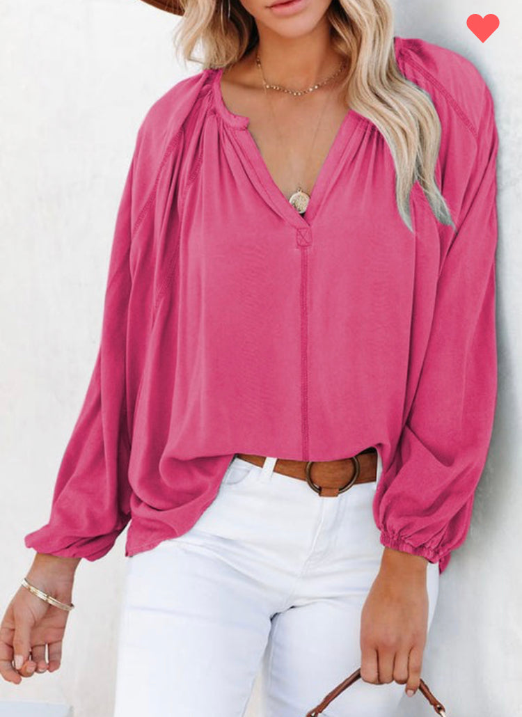 Pink peasant top