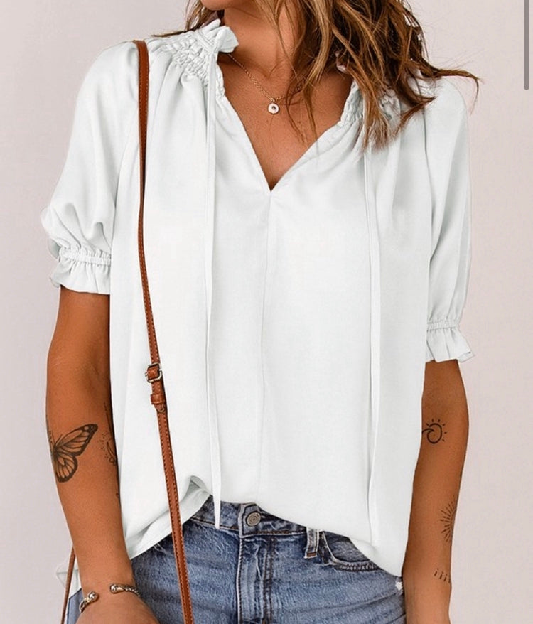 Open Tie Peasant Top