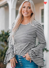 Load image into Gallery viewer, Grey Striped Belle Sleeve
