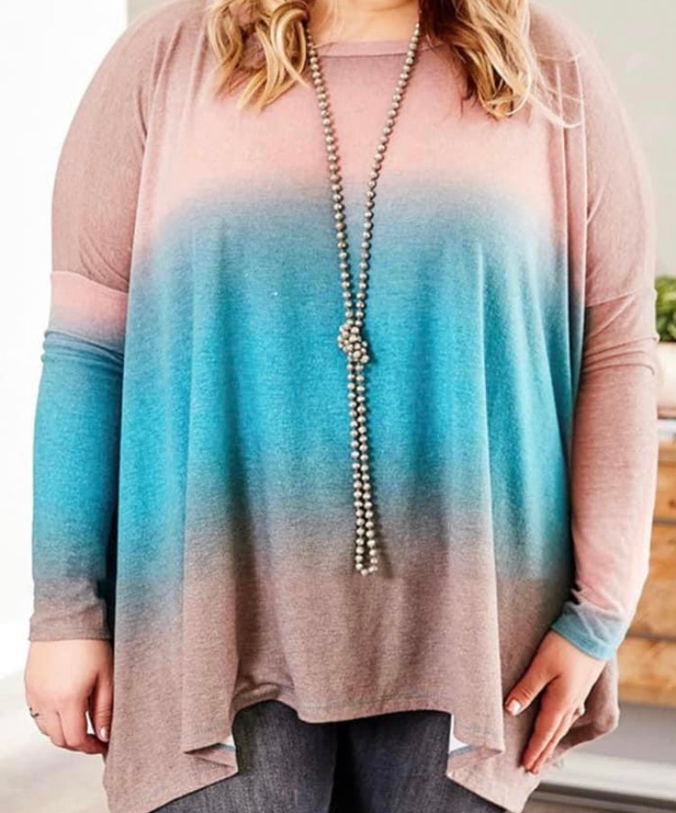 Mocha & Teal Tie Dye Tunic